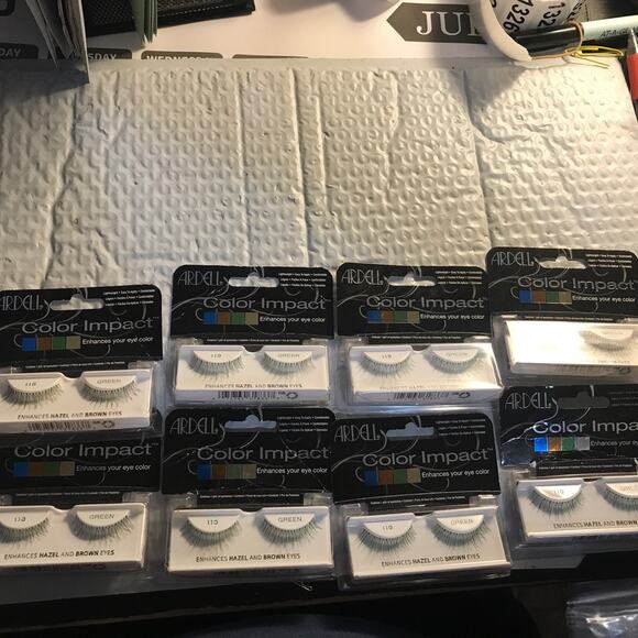 Ardell Color Impact Eye Lashes 110 Green Lot Of 8 - Picture 2 of 5